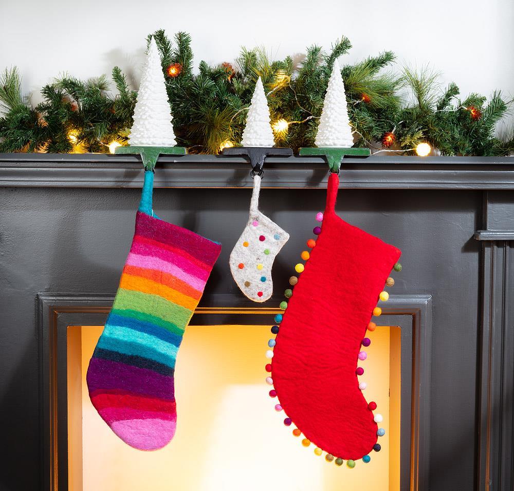 Pompom Edge Felted Stocking