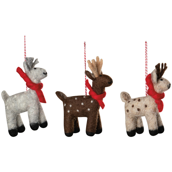 Artic Deer Felt Christmas Tree Ornaments