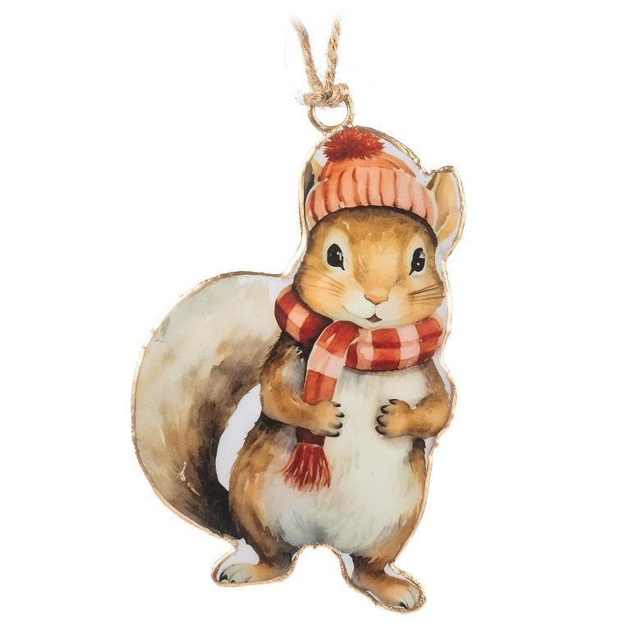 Squirrel in Scarf Metal Ornament
