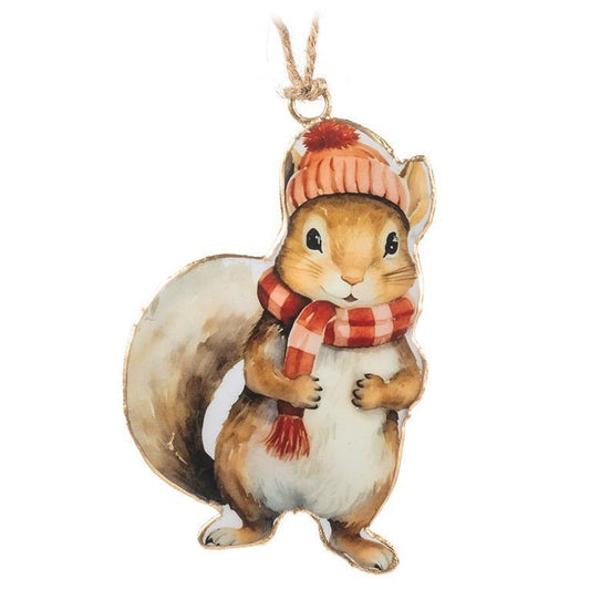 Squirrel in Scarf Metal Ornament