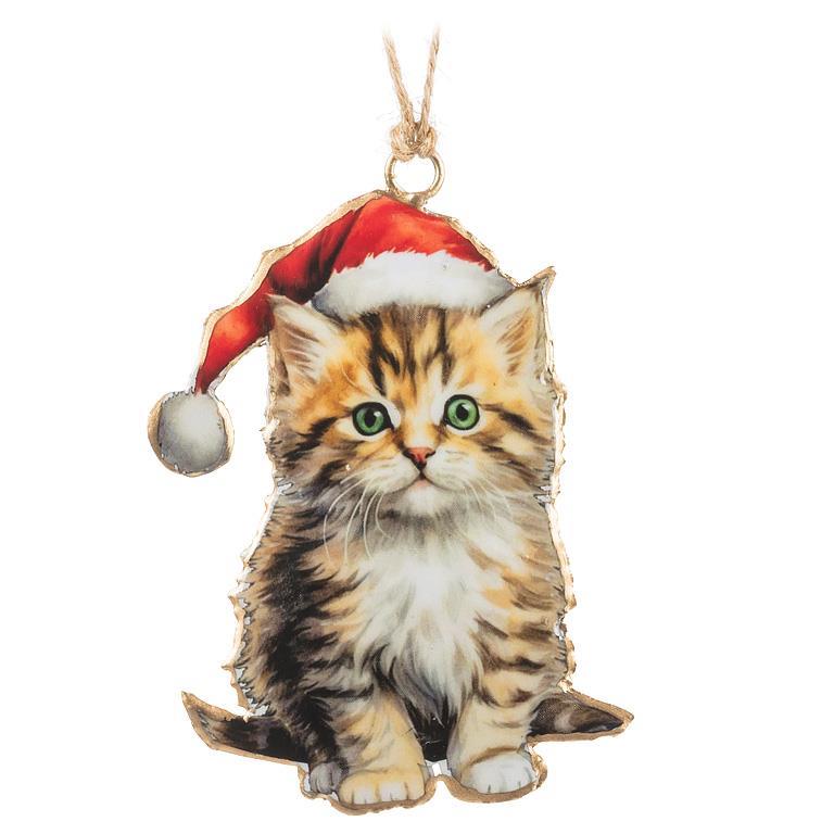 Kitten with Santa Hat Ornament