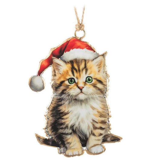 Kitten with Santa Hat Ornament
