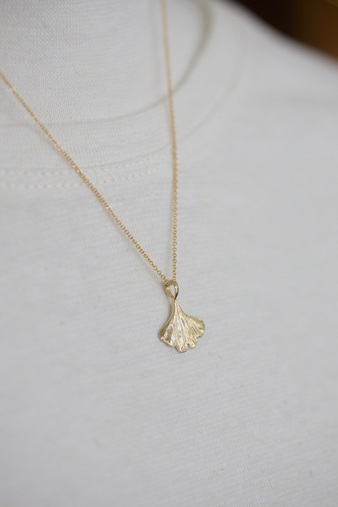 Mini Ginkgo Leaf Pendant Necklace