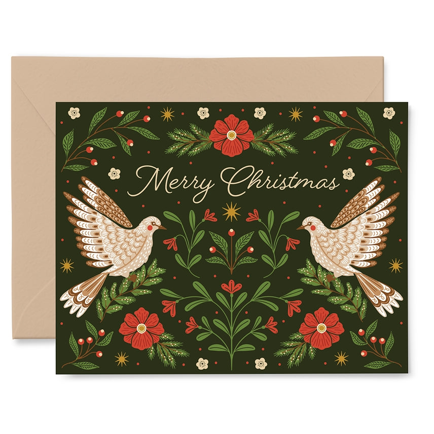 Doves Merry Christmas Card