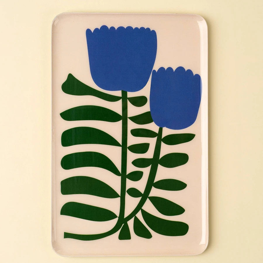 Tall Tulips Enameled Tray