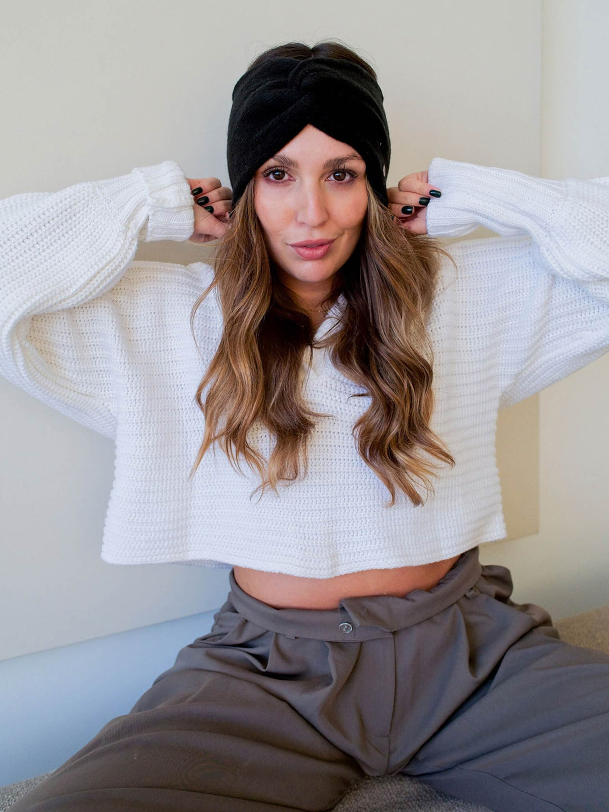 Wide Knit Headband Black