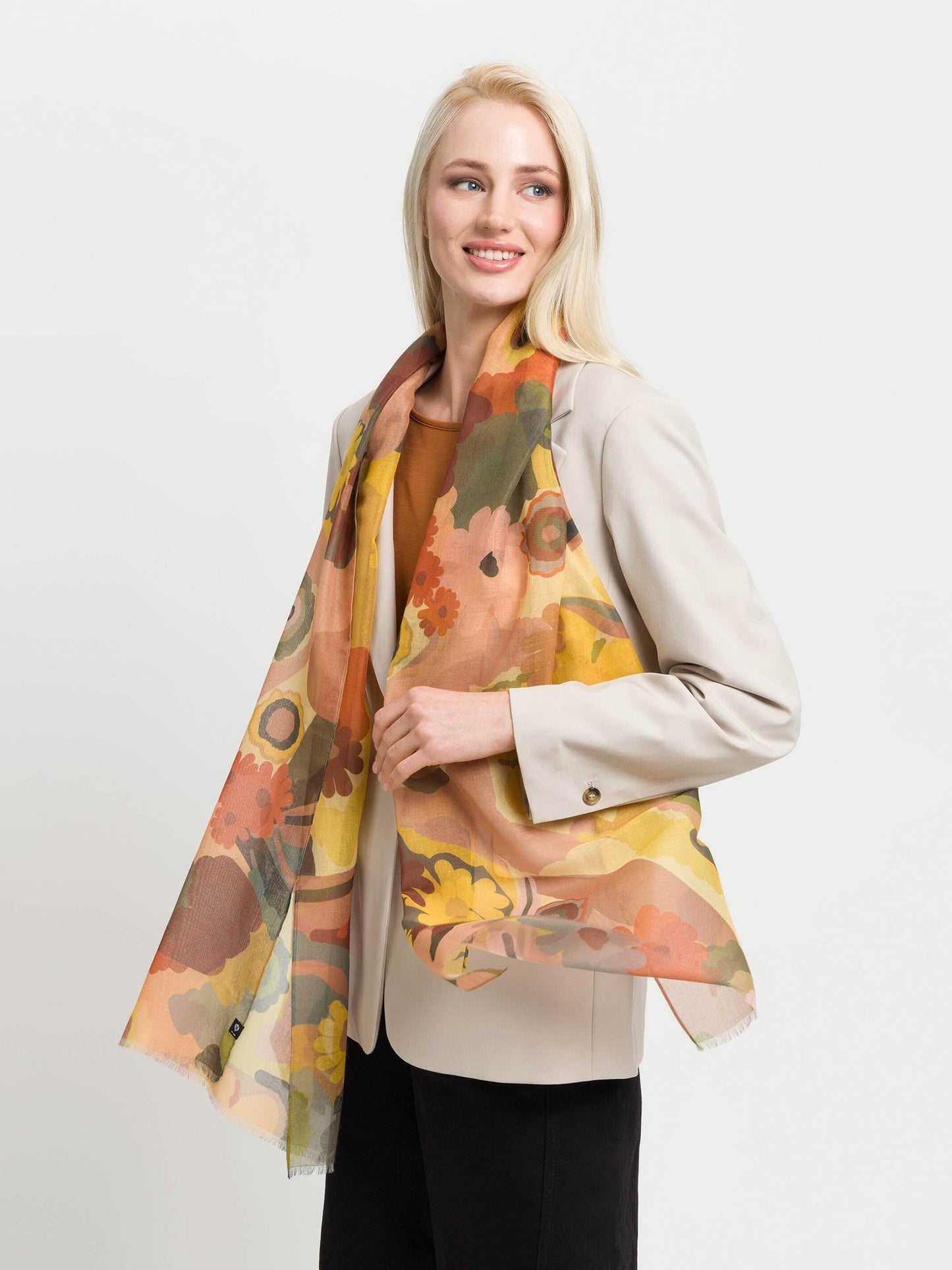 Lightweight Scarf with Floral Design