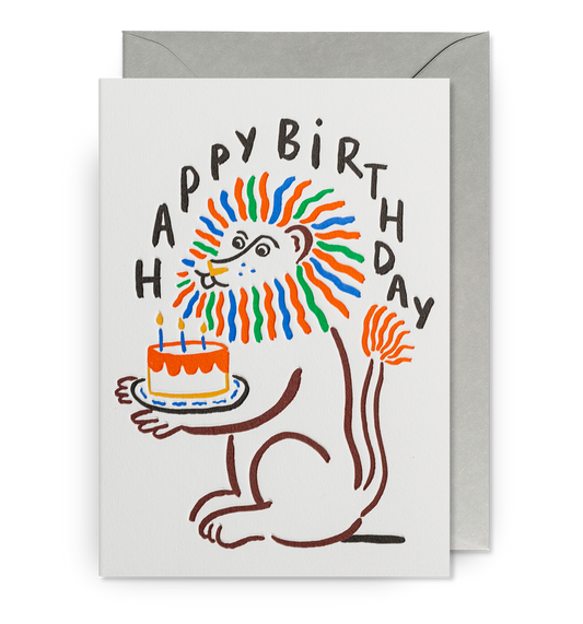 Retro Lion Birthday Card