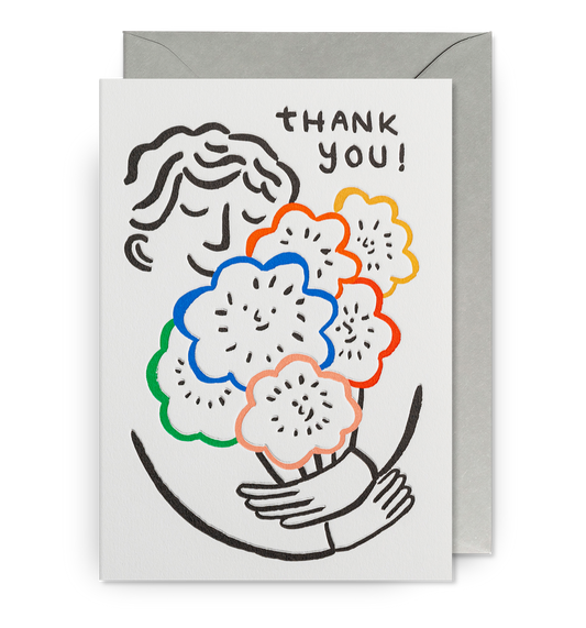 Floral Bouquet Retro Illustration Thank You Card