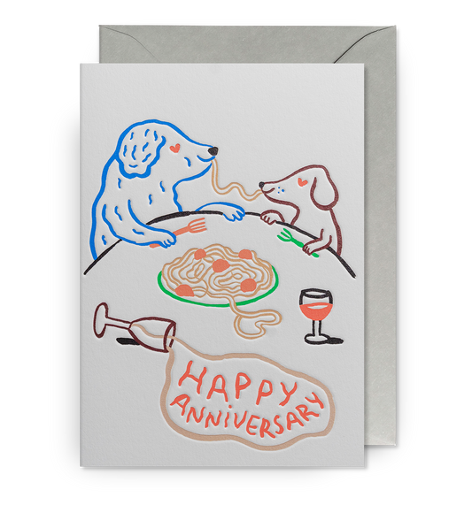 Dog Spaghetti Happy Anniversary Card