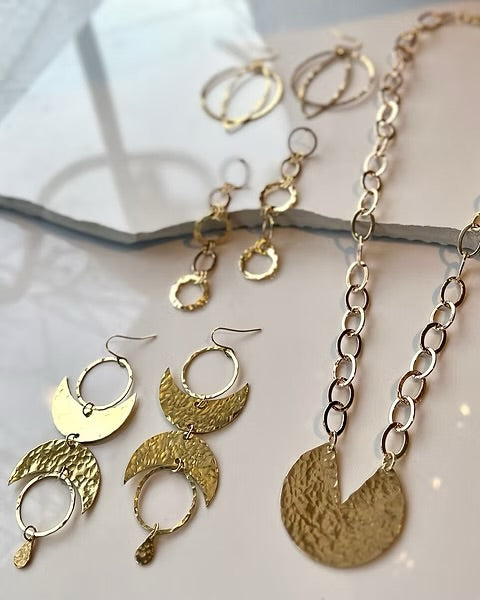Hammered Brass Loop Necklace