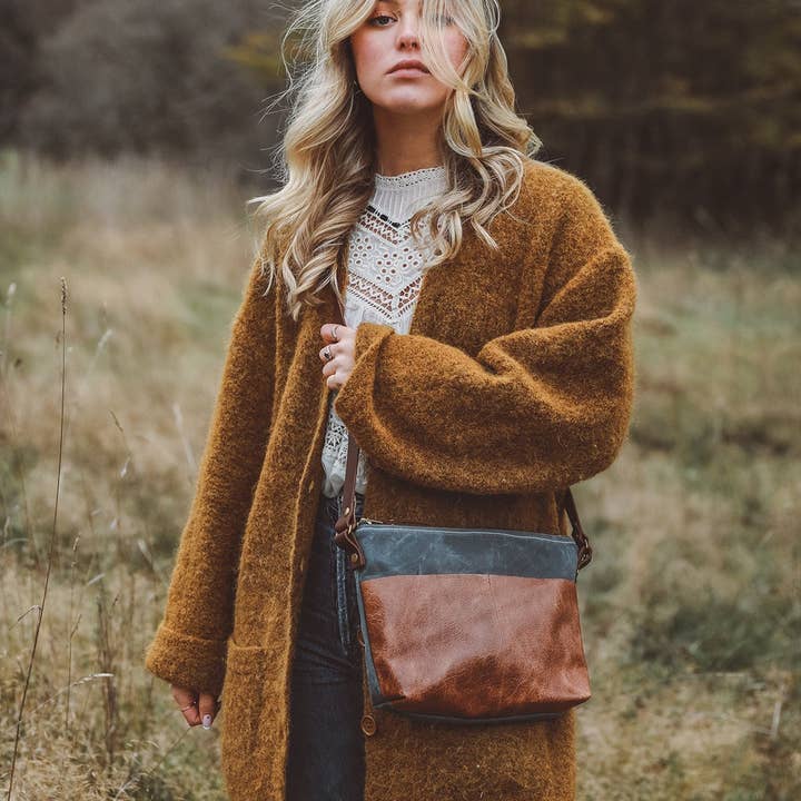 Grey Canvas Brooklyn Mini Crossbody Bag