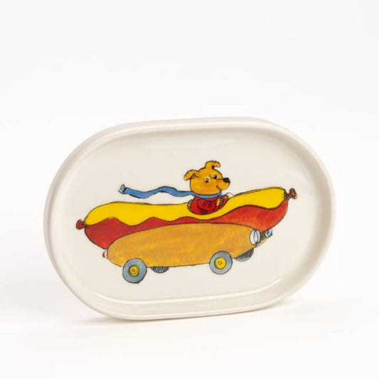Magpie X Richard Scarry Hot Dog Car Oval Trinket Dish