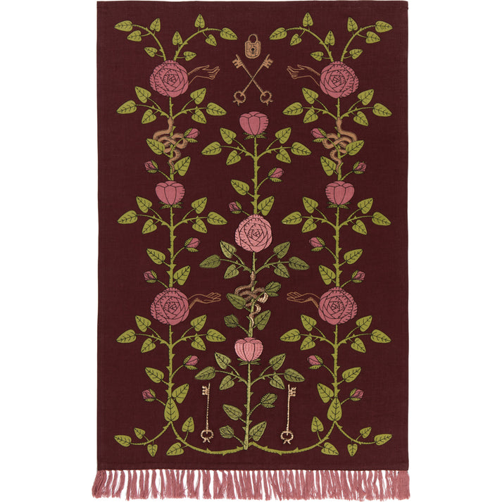 Rose Briar Embroidered Tea Towel