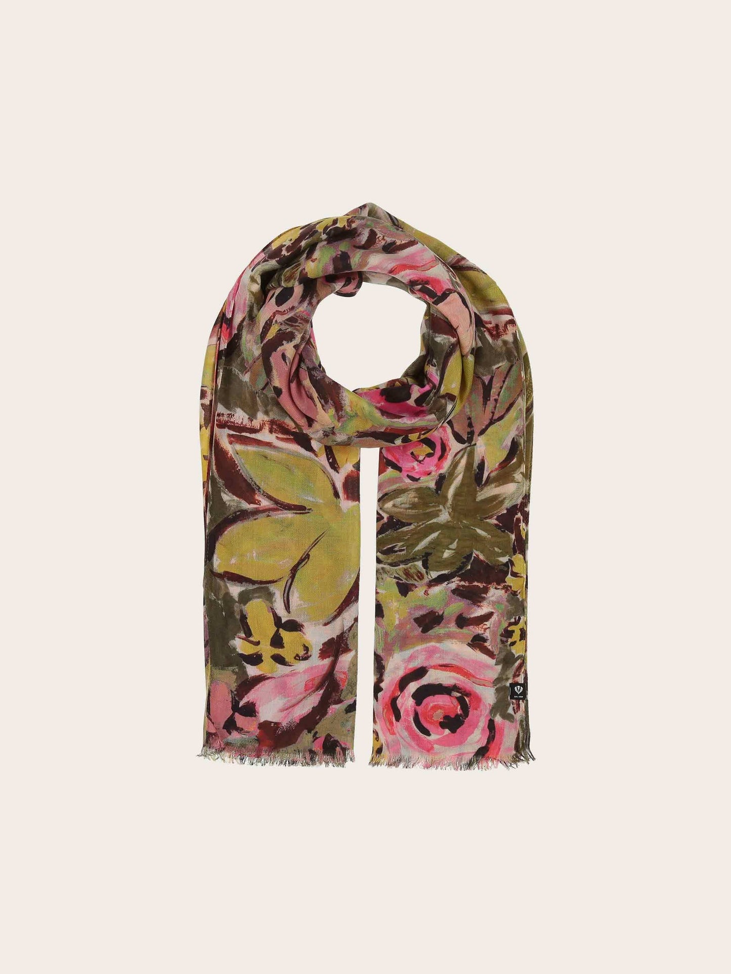Lightweight Viscose Scarf with Roses Design