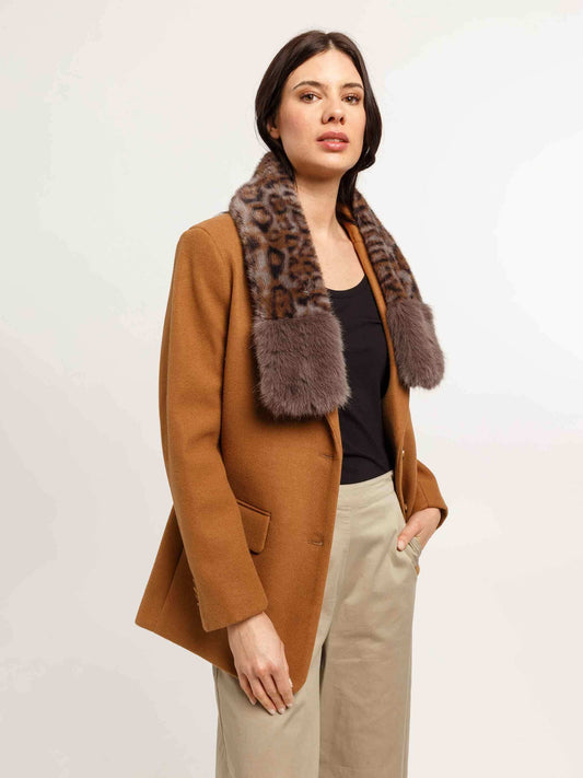 Faux Fur Leopard Print Scarf