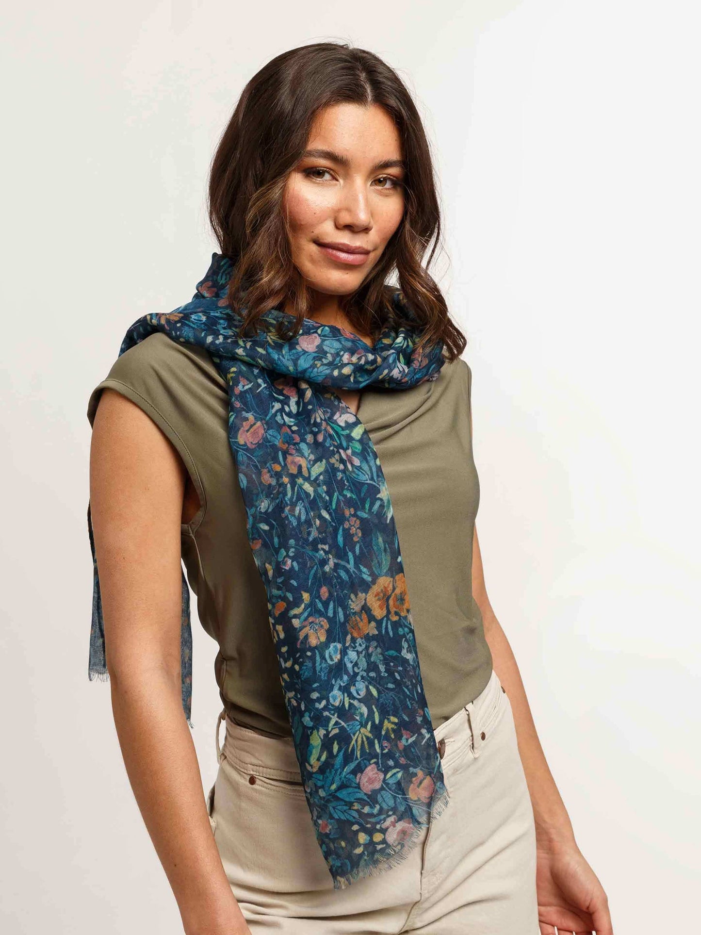 Lightweight Recycled Polyester Floral Scarf