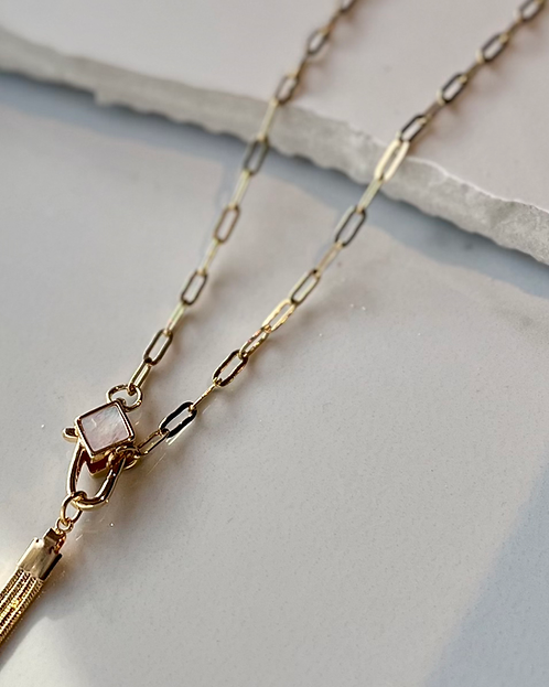 Tassel + Pearl Accent Necklace