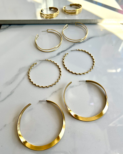 Assorted Brass Hoop Earrings