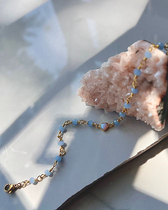 Opal Heart + Glass Beads Bracelet