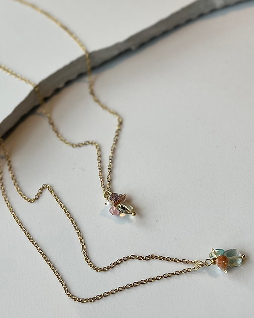 Gemstone Cluster Pendant Necklace