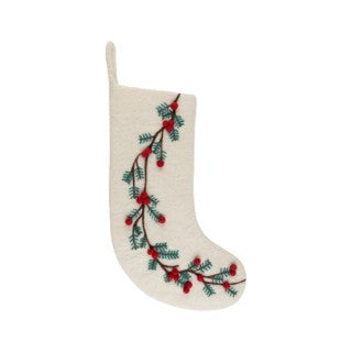 Felt Christmas Stocking Red Berries