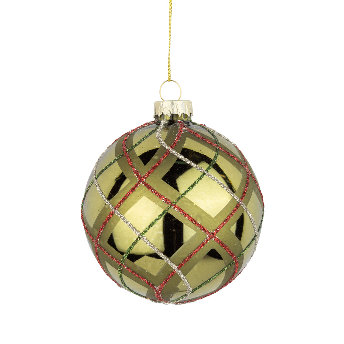Shiny Green Swirl Glass Ball Ornament