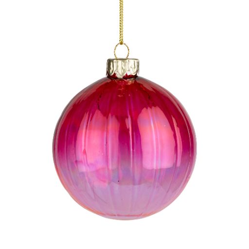 Translucent Pink Swirl Glass Ball Ornament