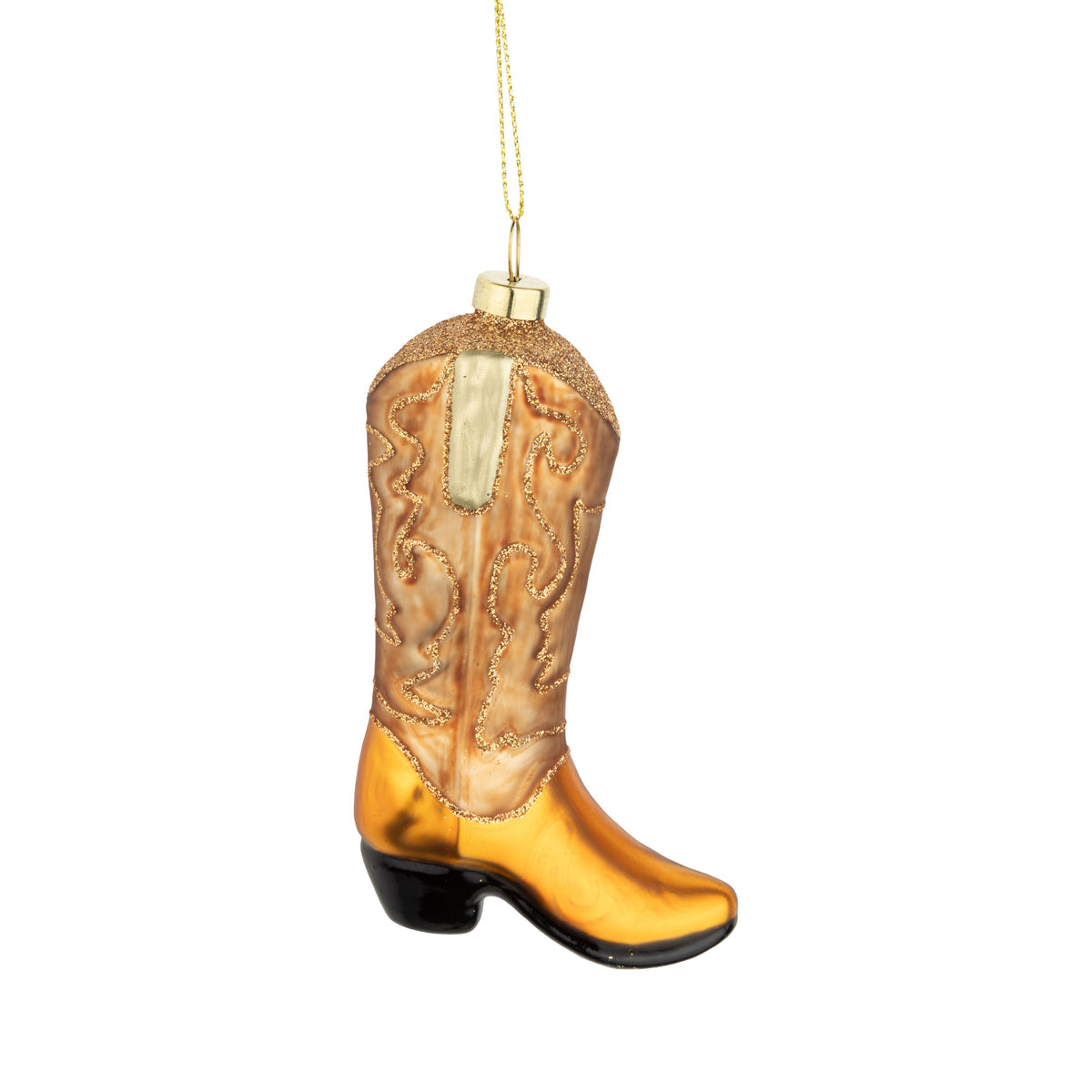 Cowboy Boot Glass Ornament