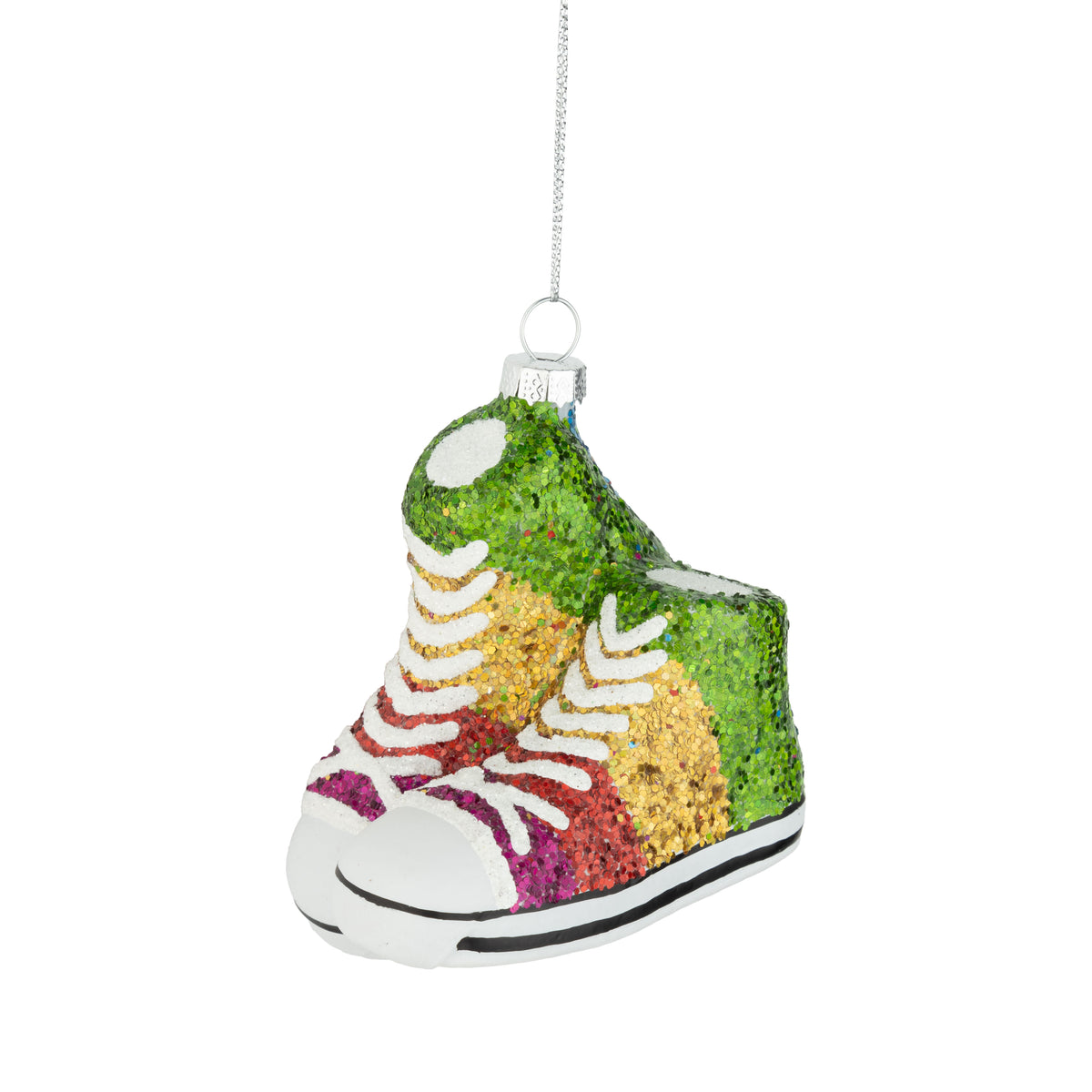 Rainbow Sneakers Glass Ornament