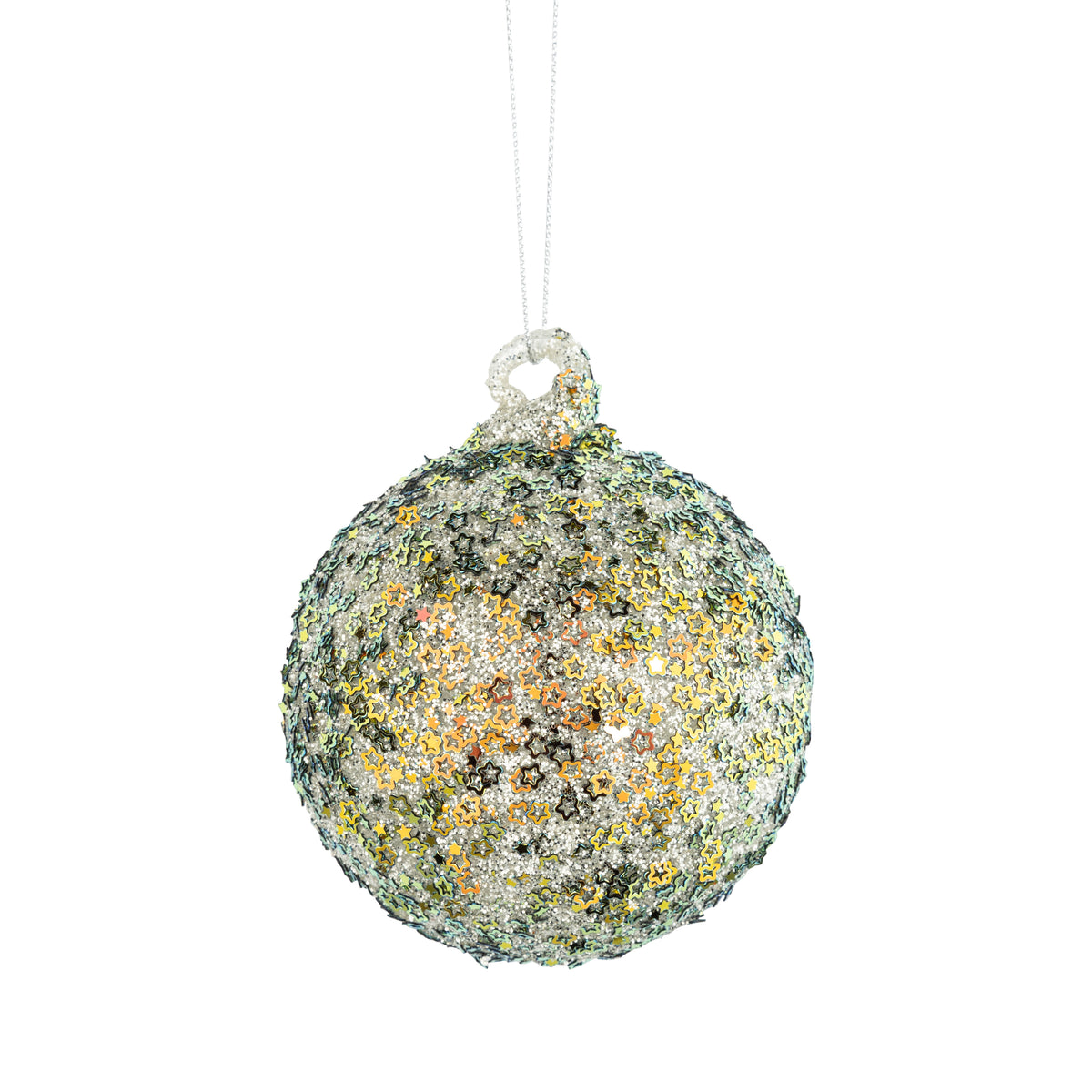 Iridescent Glitter Glass Ball Ornament