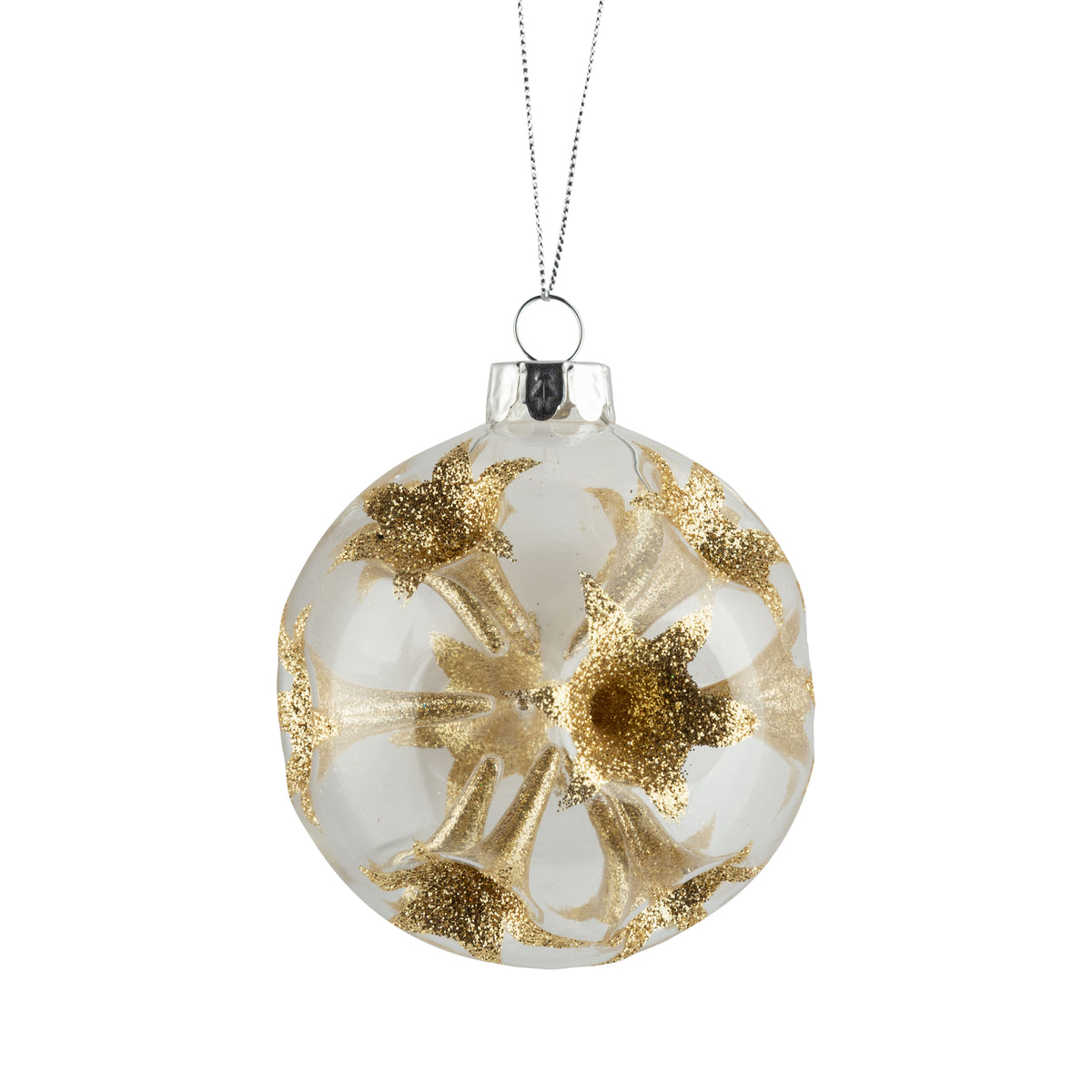 Gold Glitter Trumpet Glass Ball Ornament