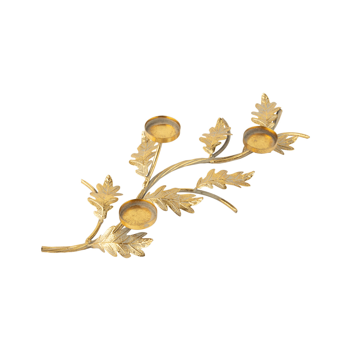 Antique Gold Metal Oak Leaf Votive Candle Holder