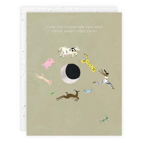 Over The Moon Baby Card
