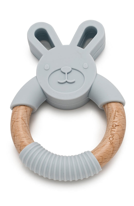 Bunny Silicone and Wood Teething Ring