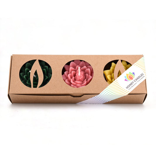 Beeswax Floating Lotus Candle Boxed Set