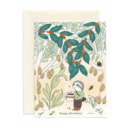 Coffee & Sloth Birthday Card