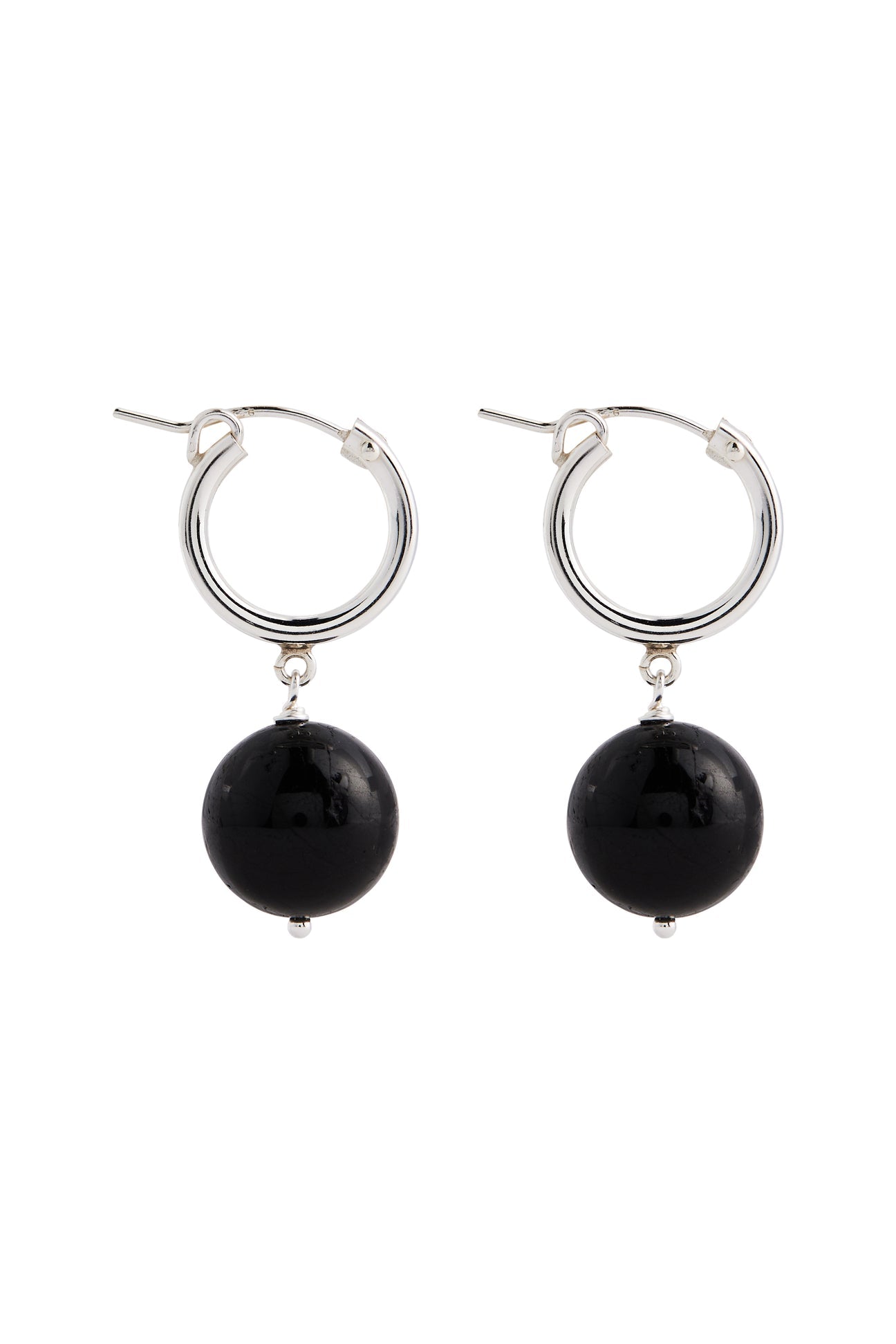 Black Tourmaline Boule Hoops