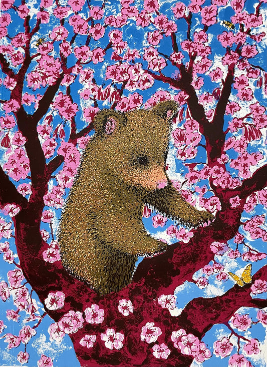 Cherry Blossom Bear Cub Card