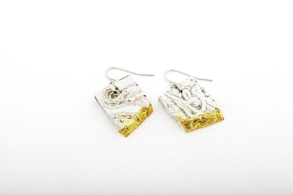 Concrete Rectangle Fractured Earrings