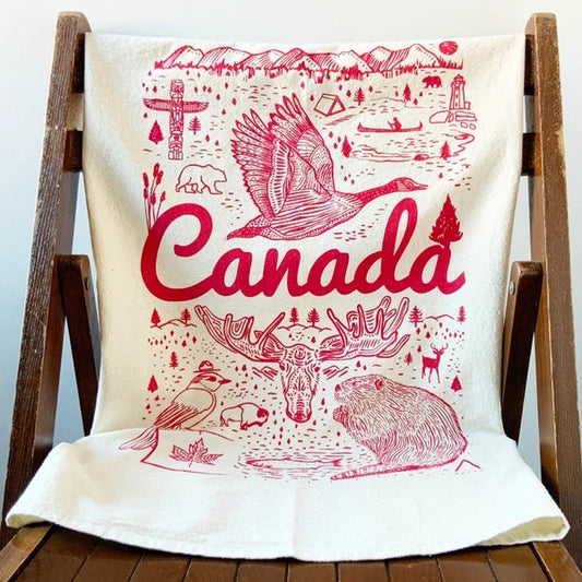 Canada Commemorative Hand Printed Organic Tea Towel