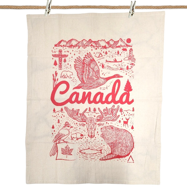 Canada Commemorative Hand Printed Organic Tea Towel