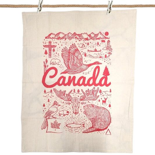 Canada Commemorative Hand Printed Organic Tea Towel