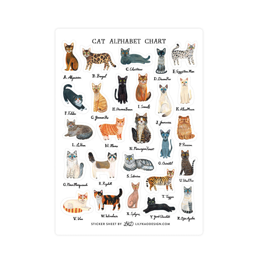 Cat Alphabet Sticker Sheet