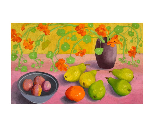 Still Life, Nasturtiums and Pears Art Card