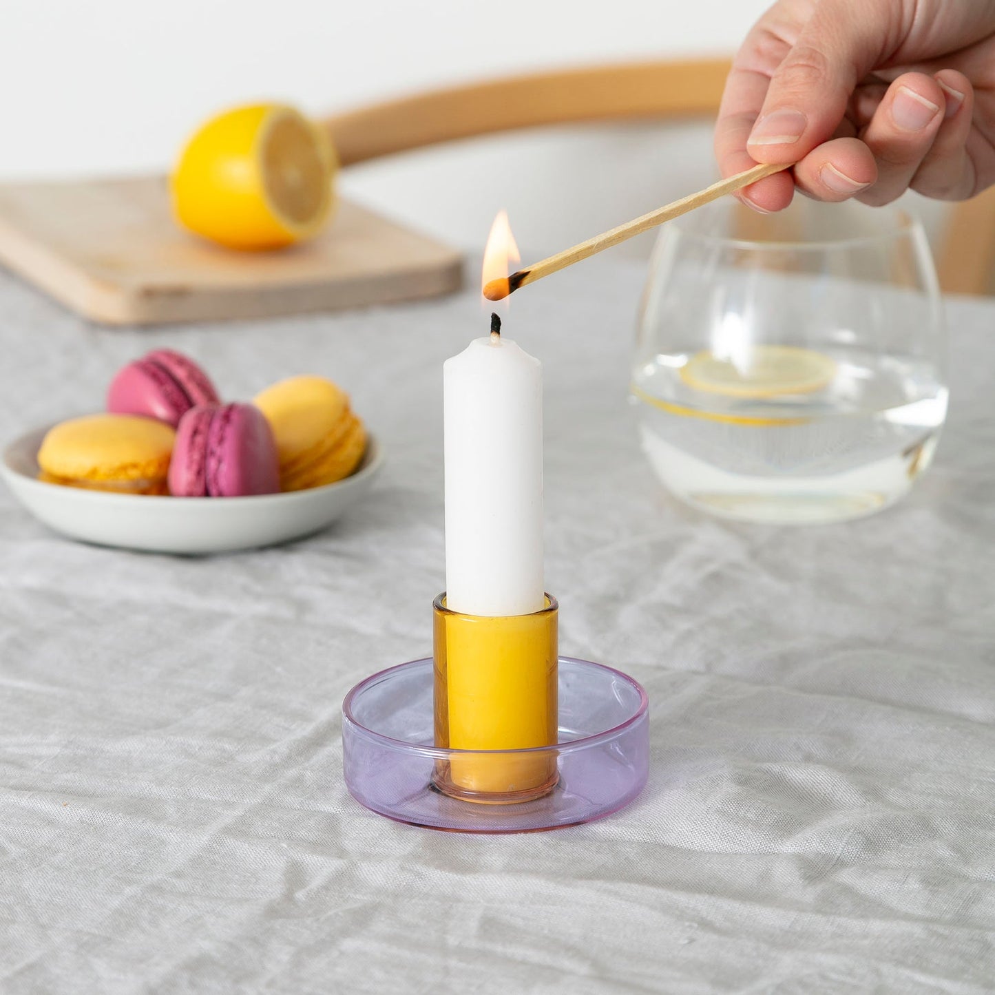 Duo Tone Glass Candle Holder