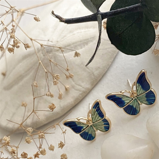 Vlinder Cloisonné Style Butterfly Stud Earrings
