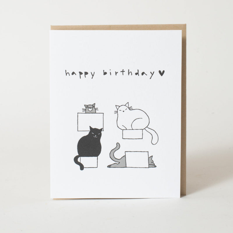 Birthday Cats in Boxes Card