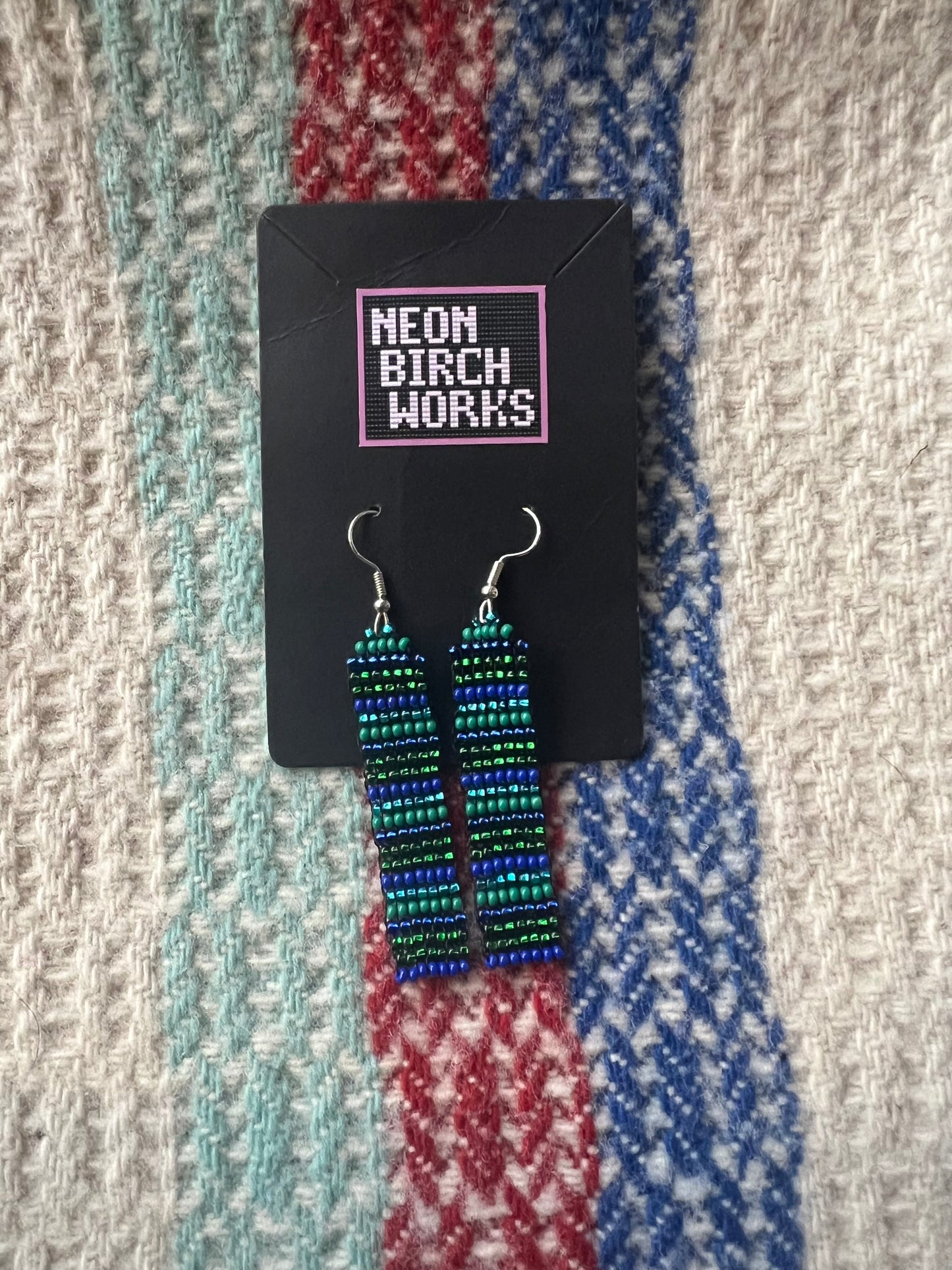 Blue & Green Striped Earrings