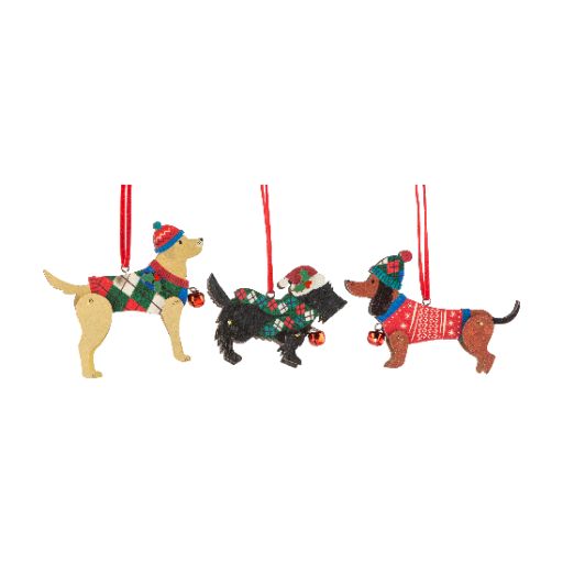 Wooden Dog Christmas Tree Ornament